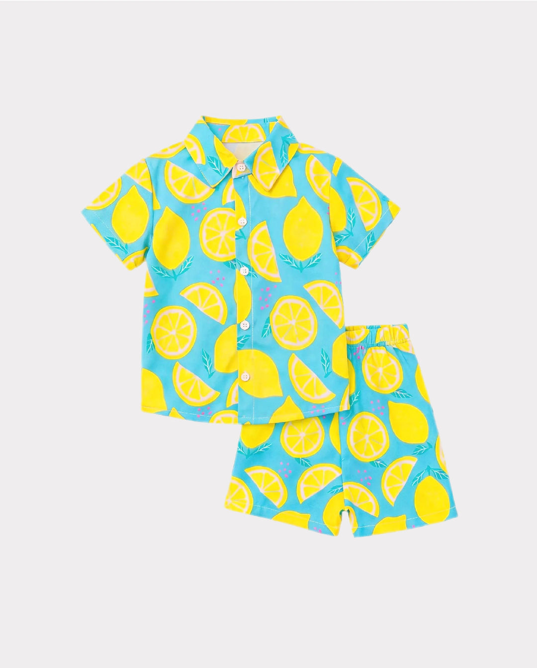 Fresh Market Baby Boy Lemon Shirt & Shorts Set Turquoise