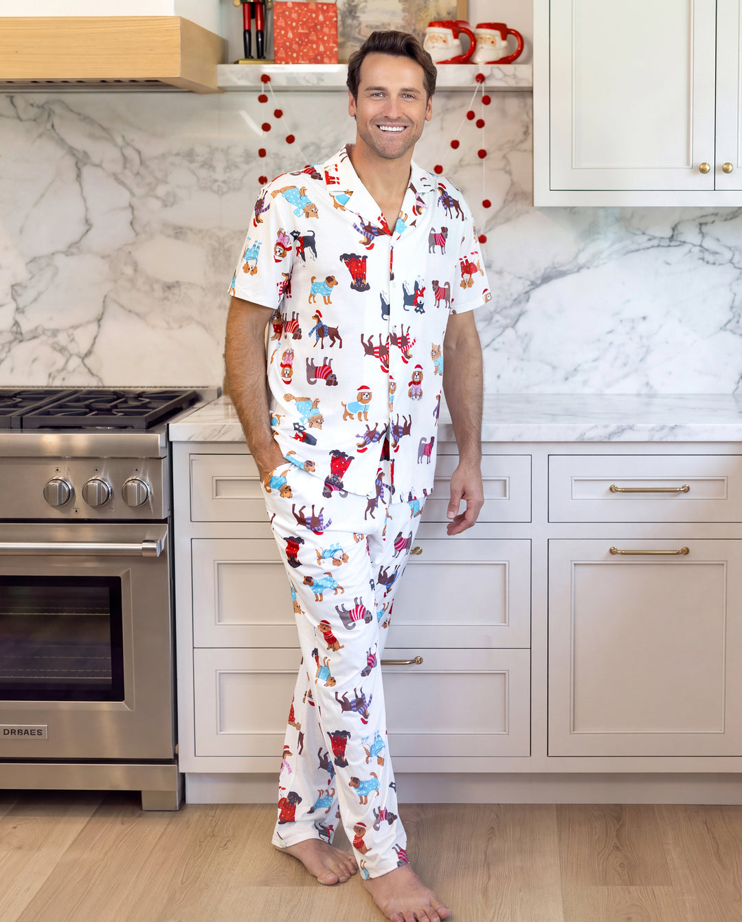 PatPat Family Matching Christmas Pajamas Festive Dog Print Red & White