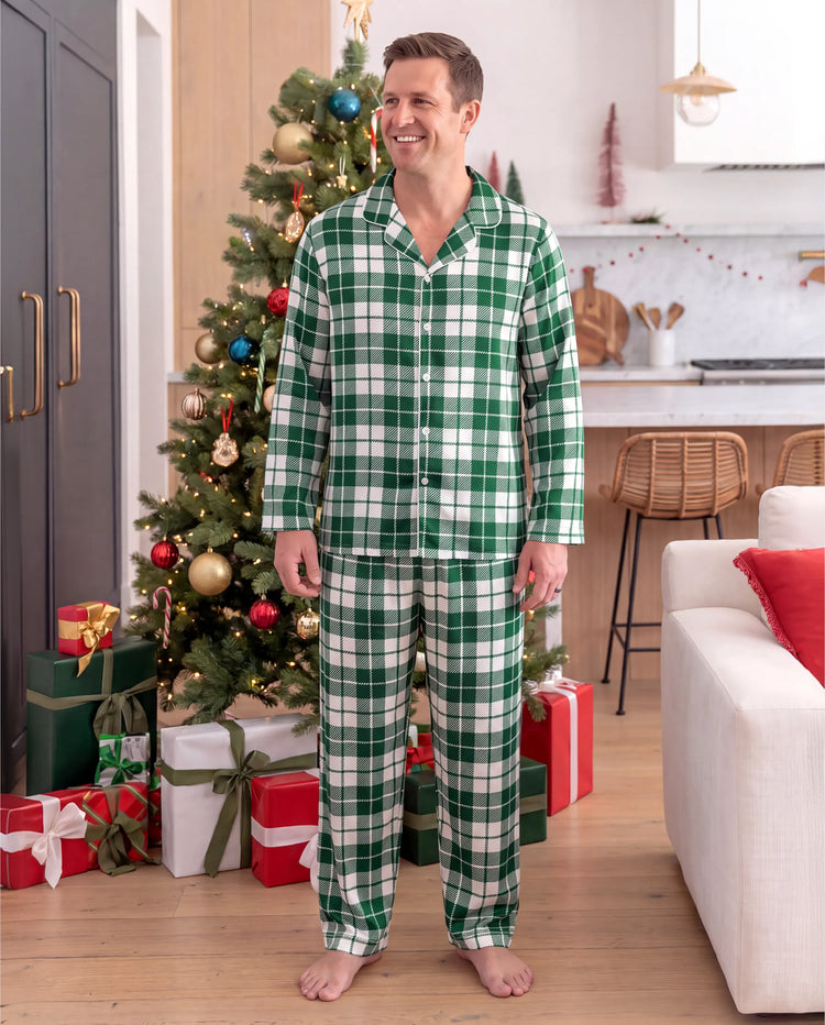 Christmas Matching Family Satin Pajamas Bow & Plaid Print Multicolor
