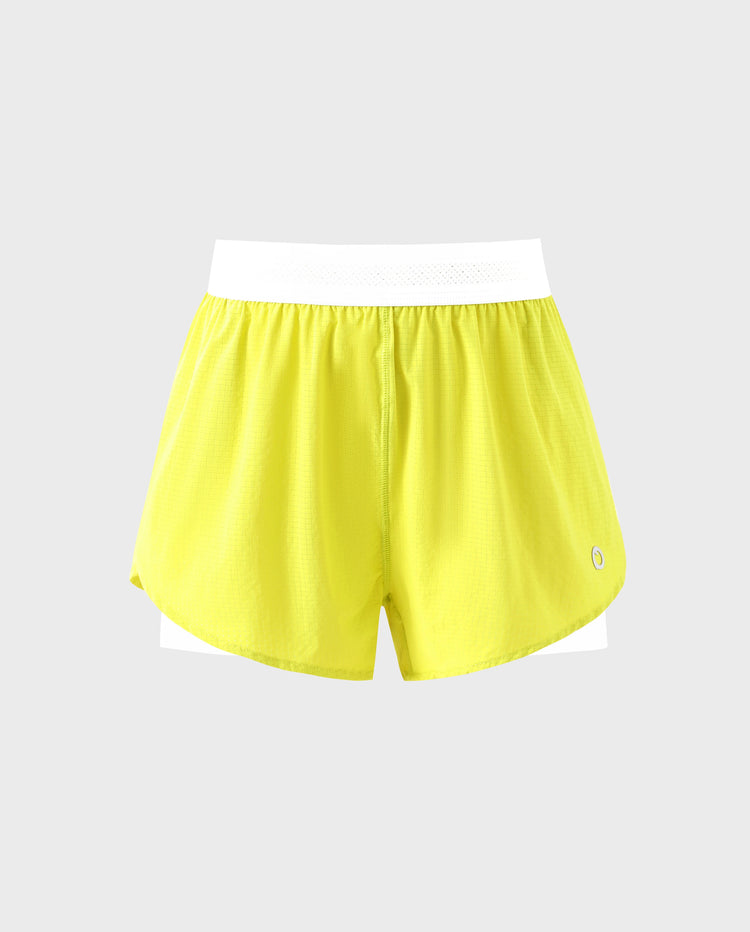 PatPat Lightflow Activewear kid girl athletic ultra light quick dry active shorts with bamboo viscose liner Yellow