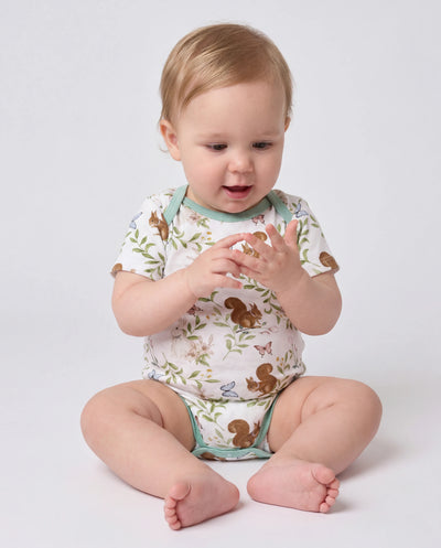Bamboo Baby Boy/Girl 2-Pack Solid&Printed Rompers Set Light Green