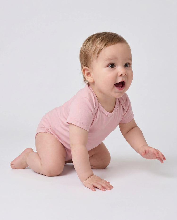Bamboo Baby Boy/Girl 2-Pack Solid&Printed Rompers Set Pink