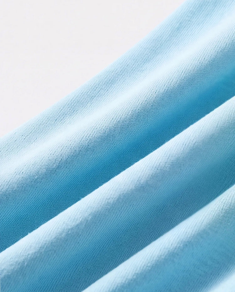 Pyjama 4 pièces en coton biologique pour tout-petits/enfants, ensemble 4 en 1 coupe ajustée pour filles, bleu clair