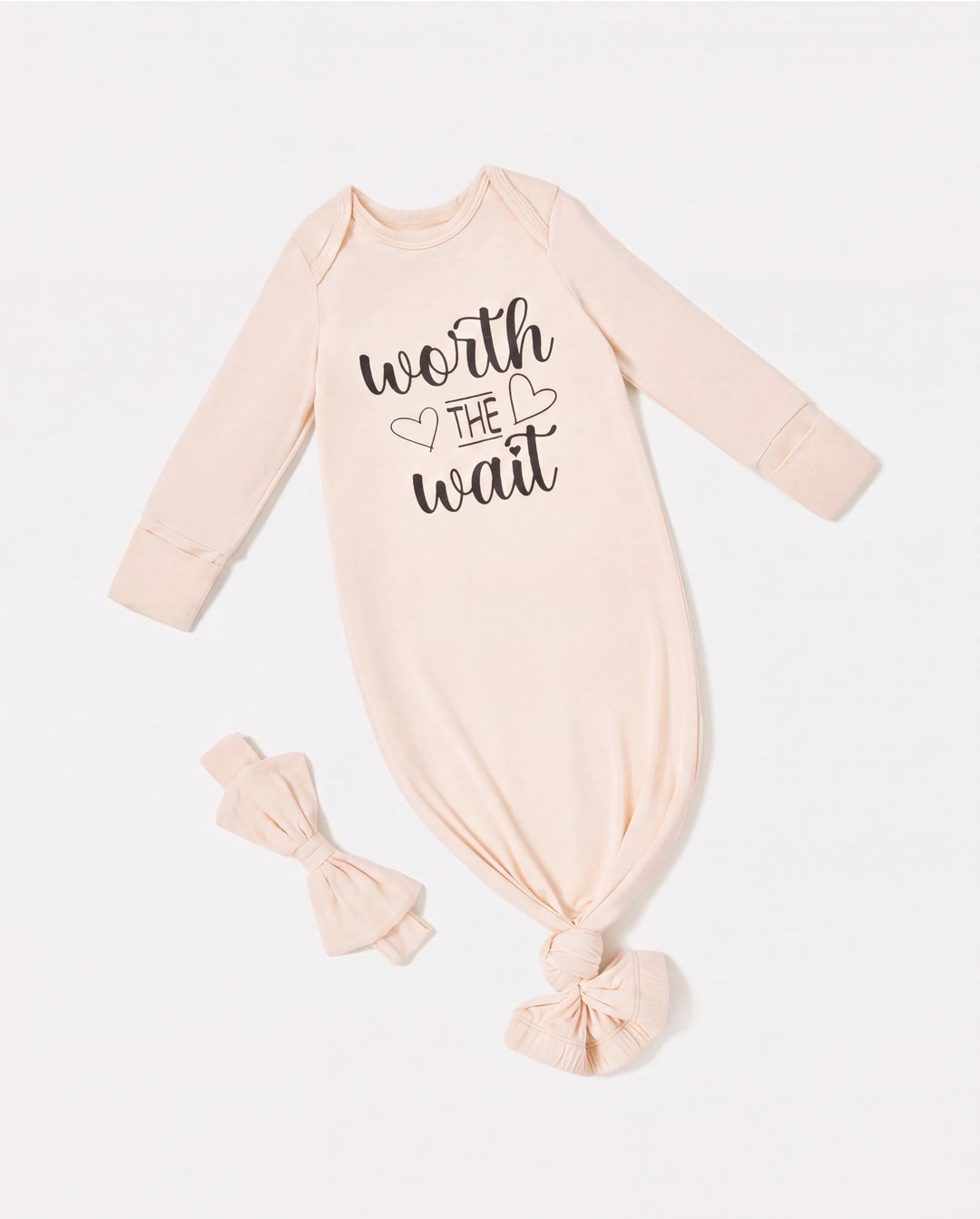 Baby / Girl Bamboo Sleeping Bag Infant Gown with Headband Apricot