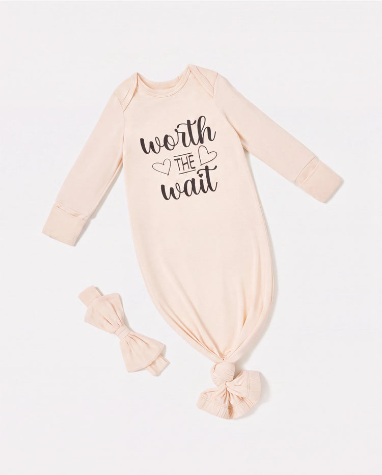 Baby / Girl Bamboo Sleeping Bag Infant Gown with Headband Apricot