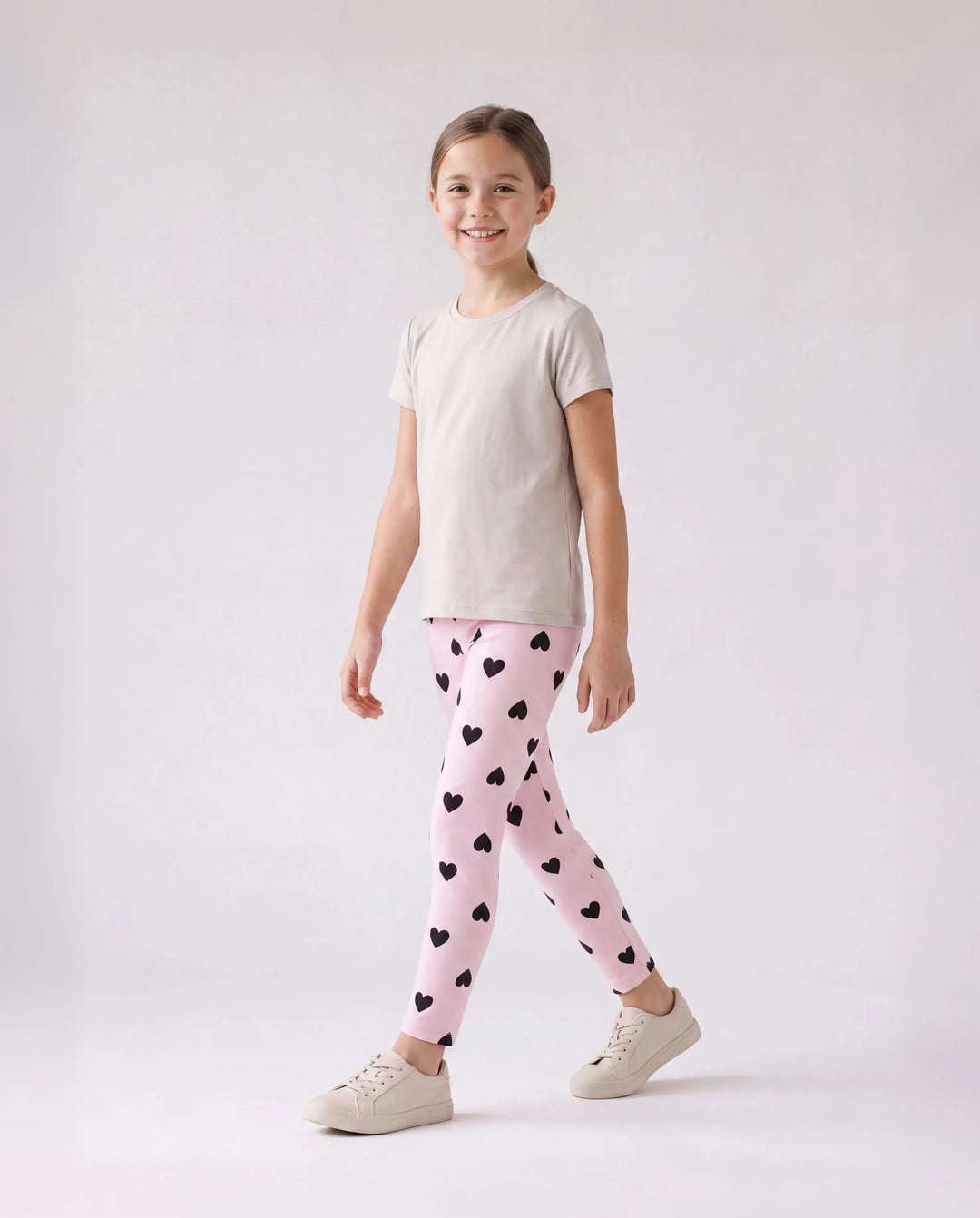 Leggings élastiques roses pour petite fille