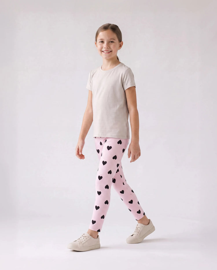Leggings élastiques roses pour petite fille