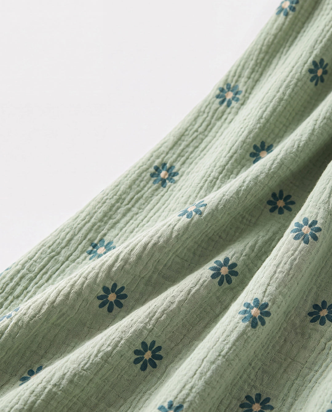 Vestidos de algodón floral para niñas pequeñas/niñas con botones, fruncido, tirantes florales y volantes con lazo, perfectos para salidas familiares y fotos de verano Verde pálido