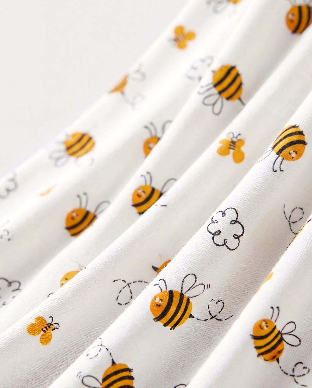 Mommy & me Bamboo Pajamas Soft Bamboo Viscose PJs for Men Women Kids Toddler, Cute Bee Print Sleepwear with Short Sleeve Top and Long Pants White