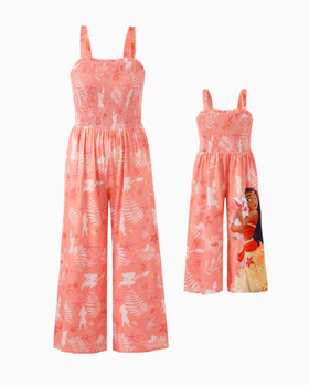 Disney Princess Mommy and Me Moana Allover Print Jumpsuit Orange red