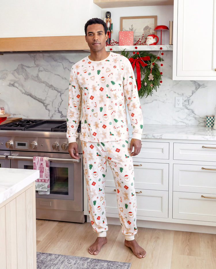 Matching Family Christmas Pajamas Gingerbread & Christmas Tree Print Cotton