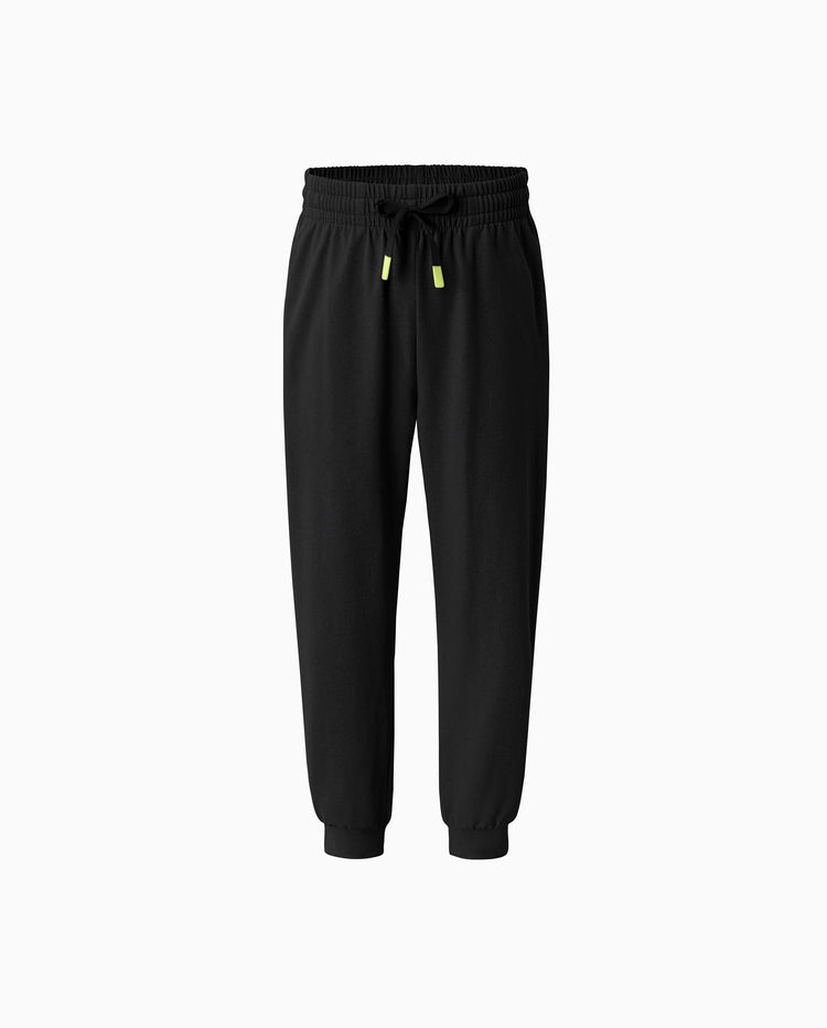 Kinder Jogginghose mit elastischem Bund und Kordelzug – Bequeme Alltags-Jogginghose mit Taschen für Jungen und Mädchen schwarz