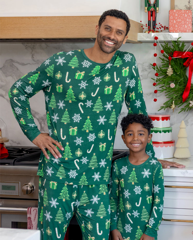 Bamboo Christmas Tree Print Matching Family Christmas Pajamas Green