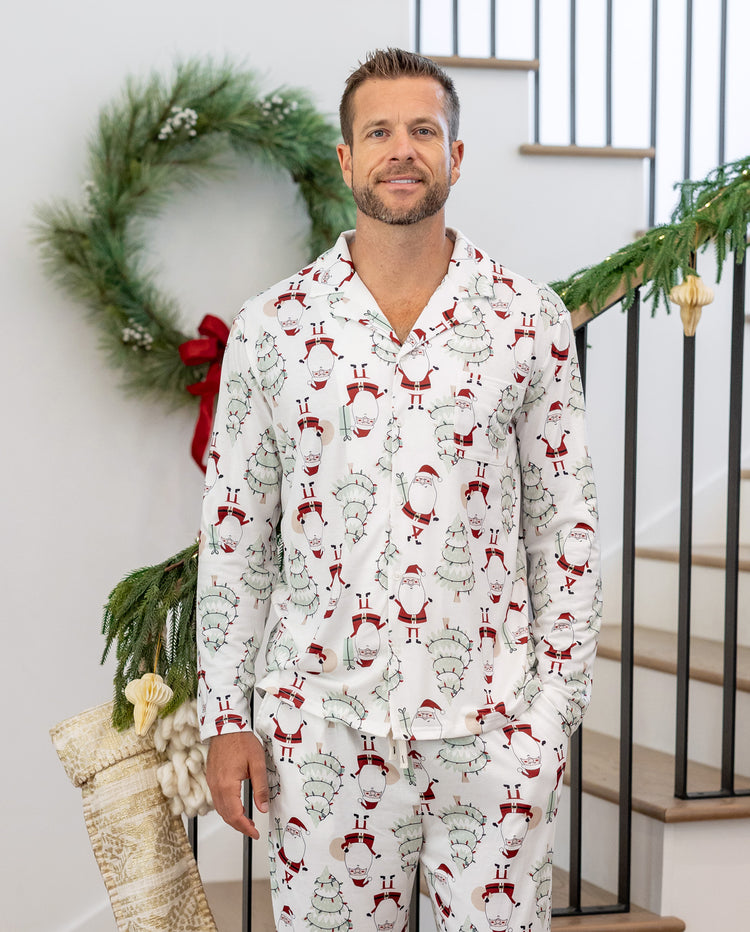 Matching Family Christmas Pajamas Gnome & Christmas Tree Print White