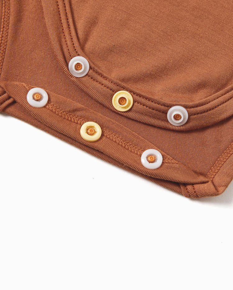 2-teiliges Bambus Baby Bodysuit-Set mit Blumenmuster – Langarm-Strampler für Baby Mädchen & Neugeborene in Braun
