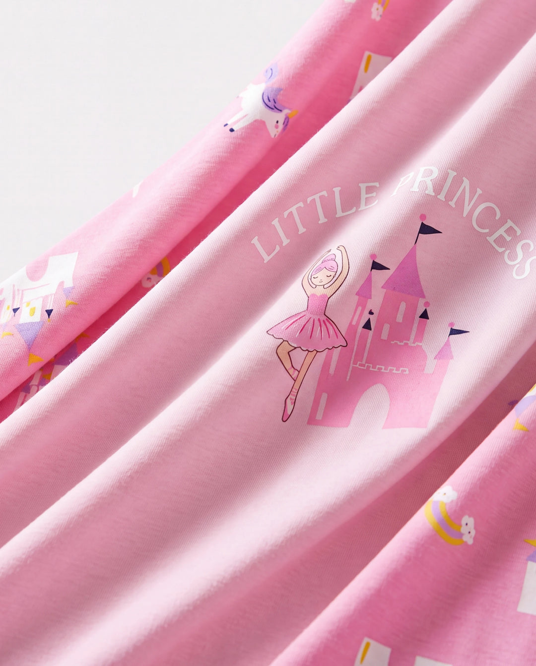 Toddler / Kids 4-piece Organic Cotton Pajamas 4-in 1 Snug fit PaJama Set for Girls Pink
