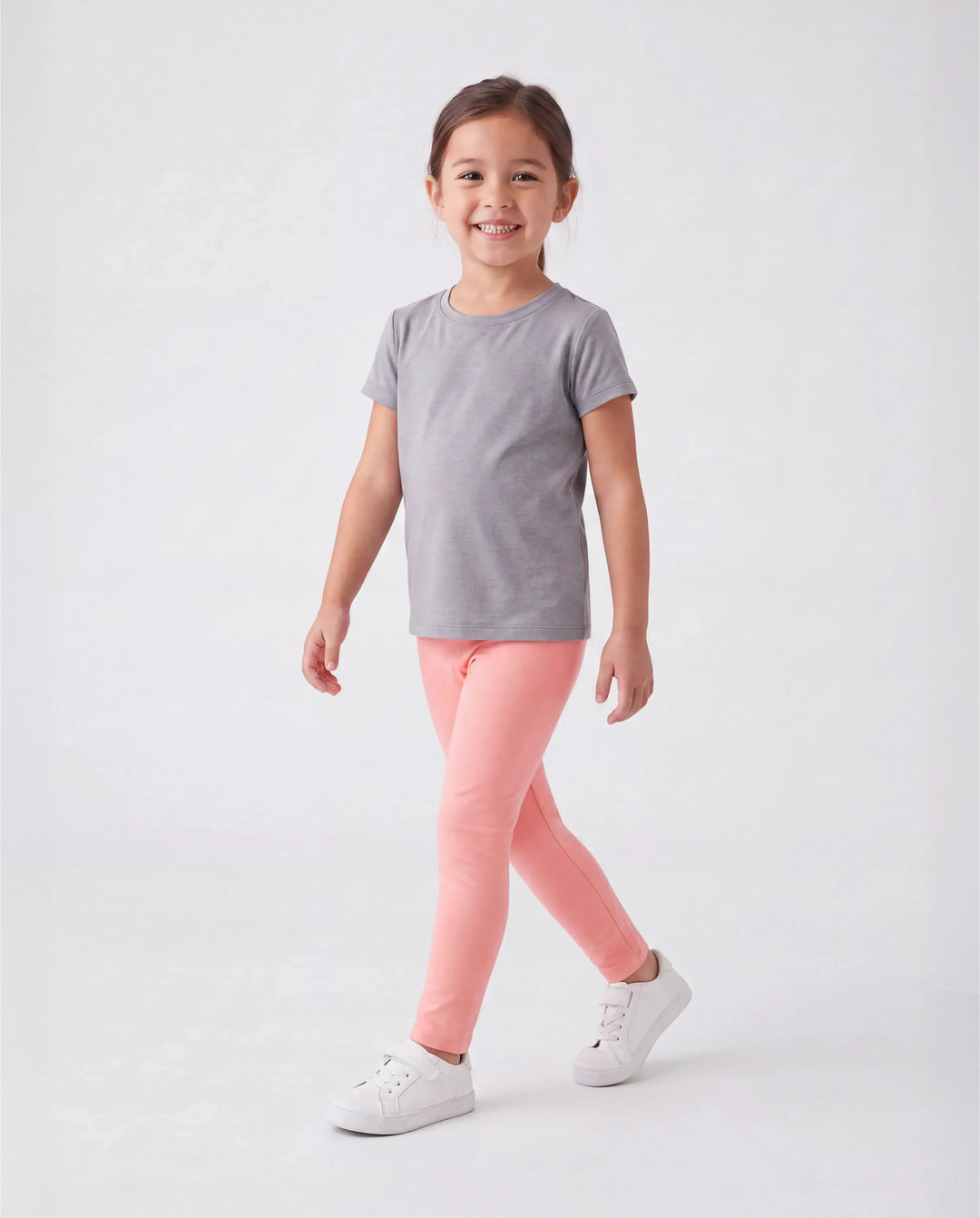 Leggings elásticos de color liso 100 % algodón para niña pequeña, paquete de 3, multicolor