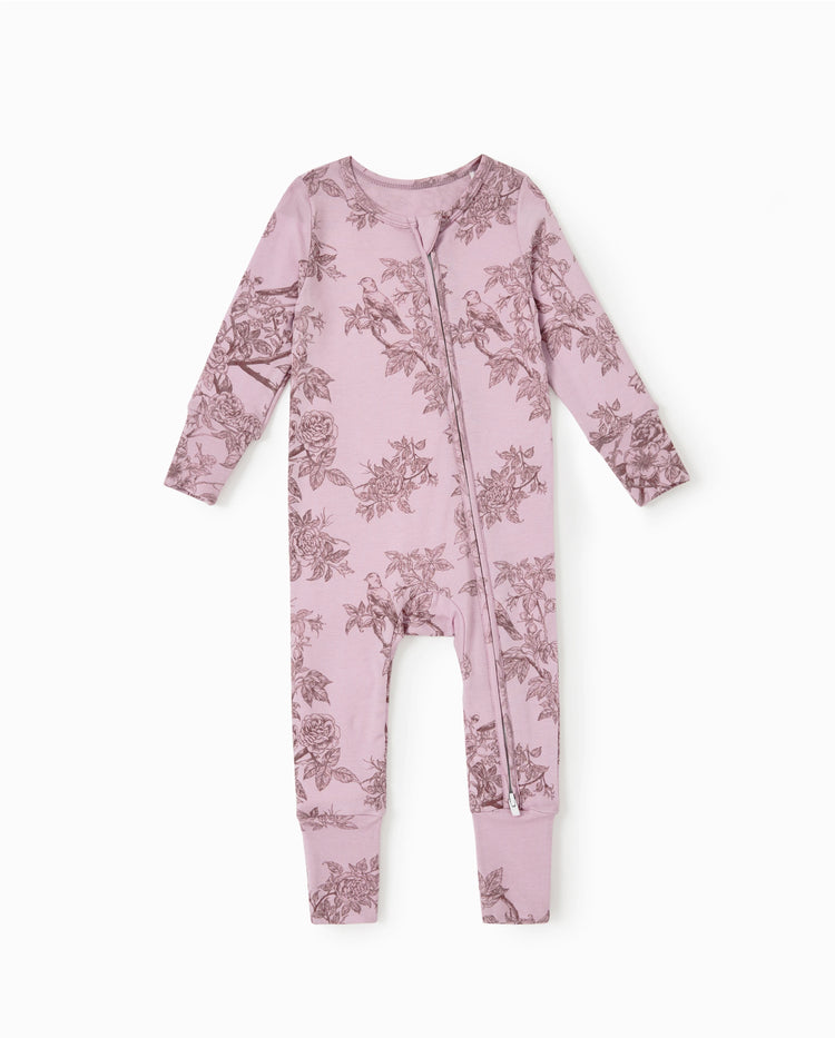 Baby Boy/Girl Plant Print Zip-up Snug-Fitting Wool Pajamas Pink