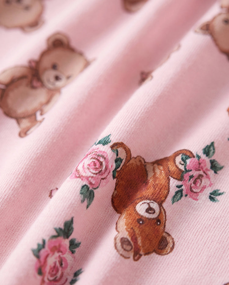 Baby Mädchen Bär Stil Bestickter Blumen Overall rosa