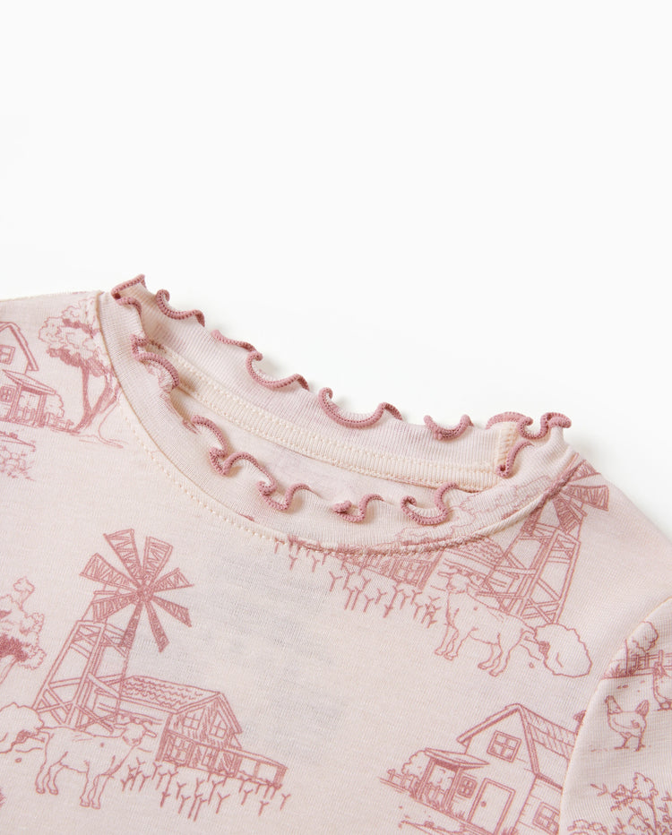 Pijama de 2 piezas para niños pequeños/niños con suave mezcla de lana y tencel lyocell (ajuste ceñido) rosa claro