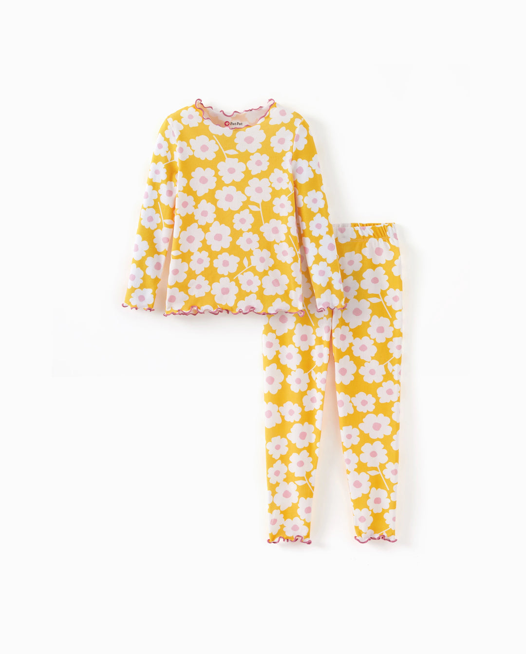 Pyjama d'Halloween 2 pièces en modal avec imprimé enfantin pour tout-petits/enfants (coupe ajustée) jaune