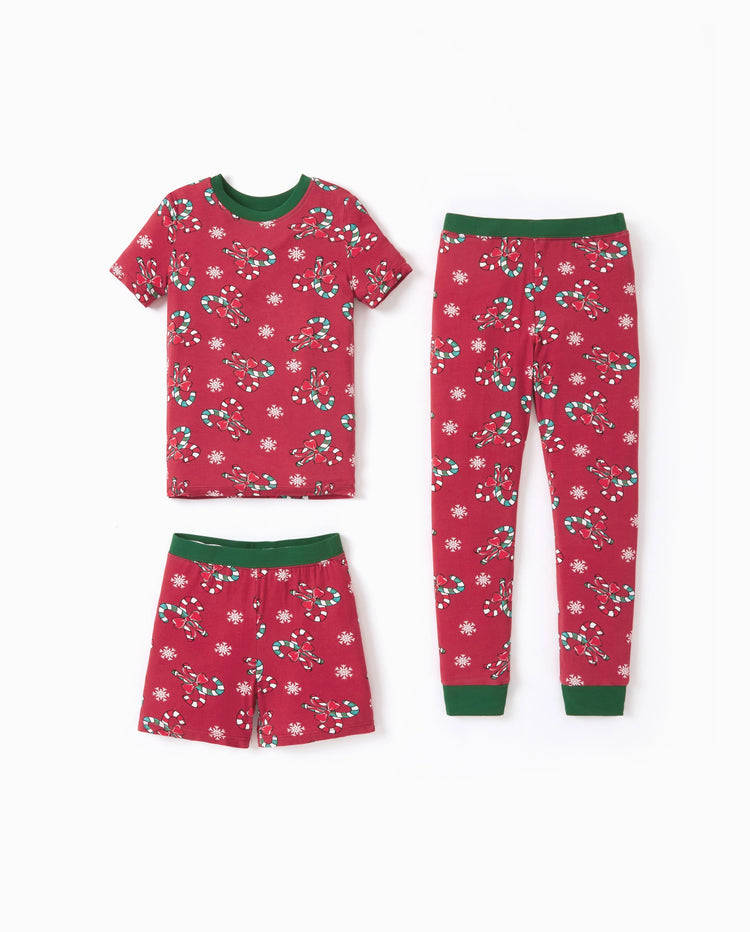 Toddler / Kids Christmas / Halloween Pajamas 3-Piece Bamboo Pajama Set 2-in-1 Look for 4 Seasons (Snug-Fitting) Green