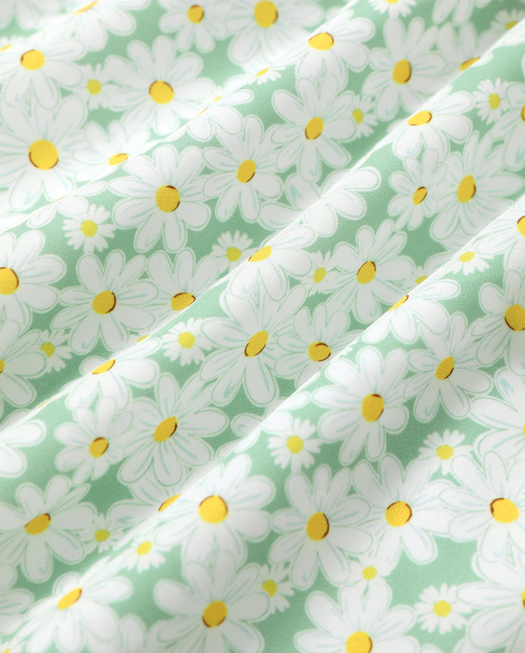 Mommy and Me Floral Dress with Flutter Sleeves Light Green Daisy Print Pale Green