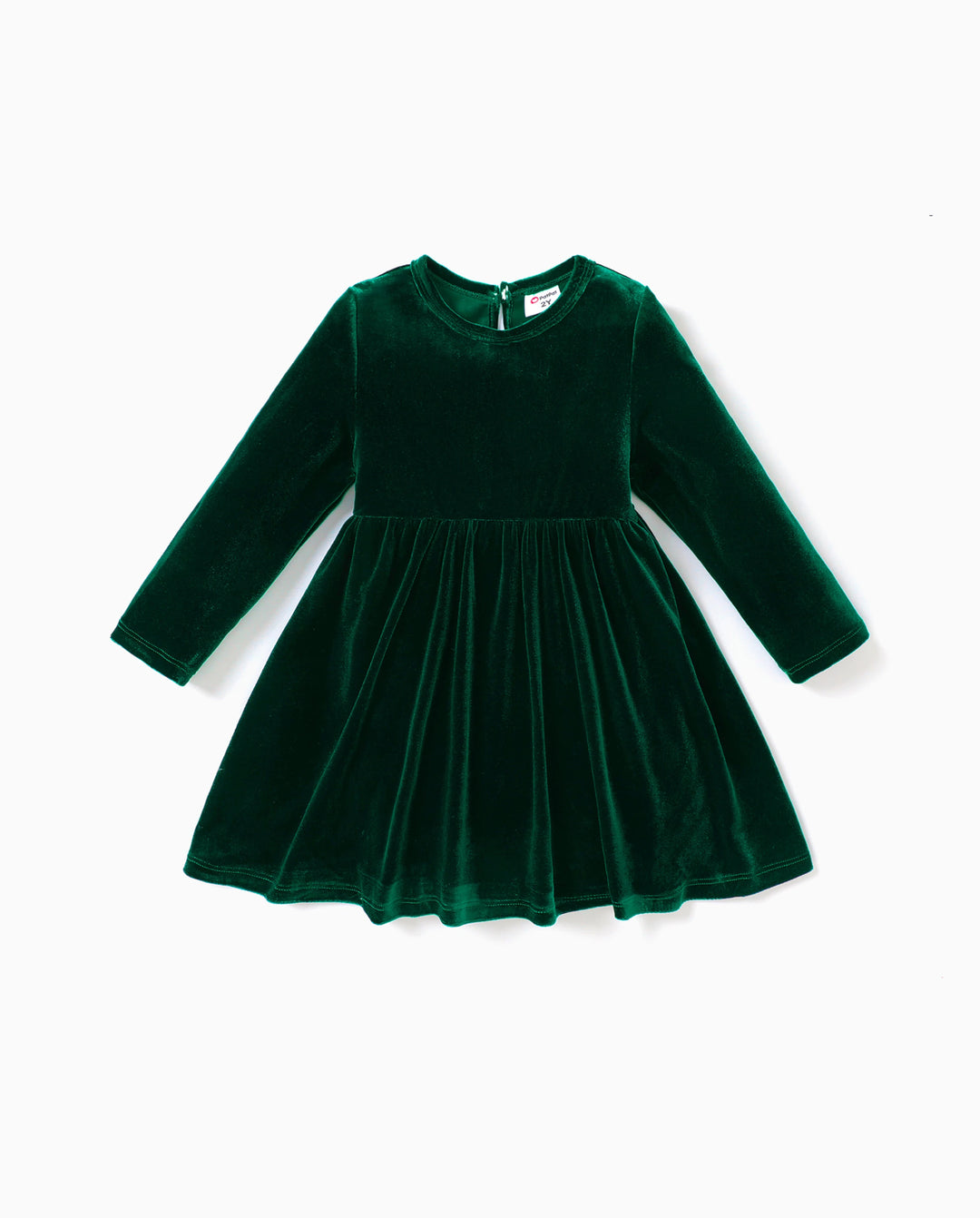 Weihnachten Süßes Kleinkind Mädchen Einfarbig Samt Material Kleid Set grün