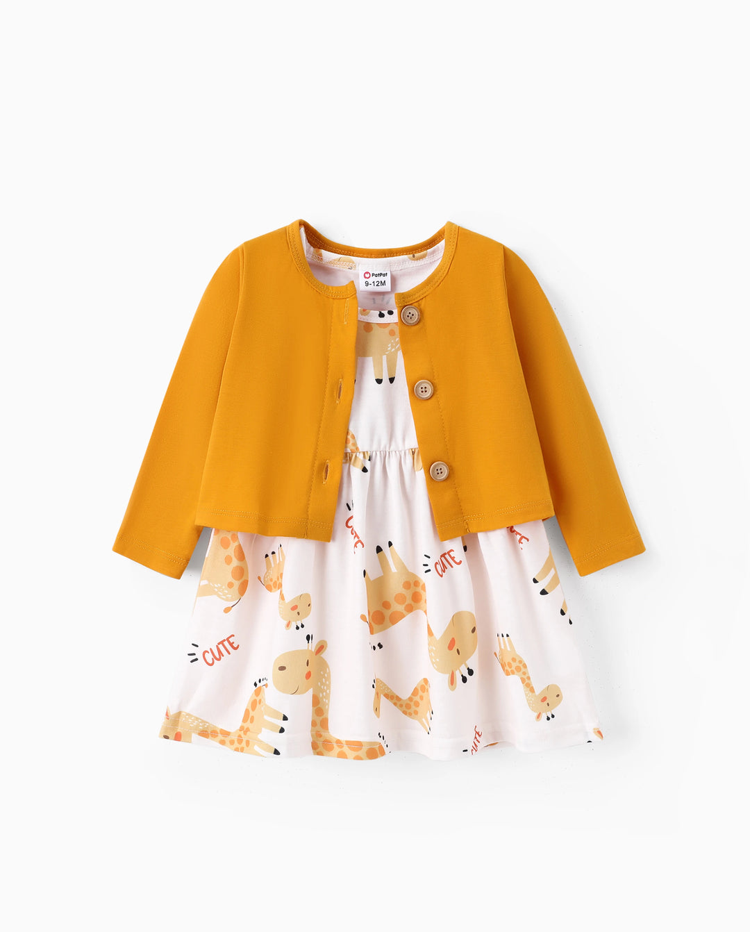 Ensemble 2 pièces pour bébé fille avec cardigan rose et robe à imprimé éléphant Ginger-2