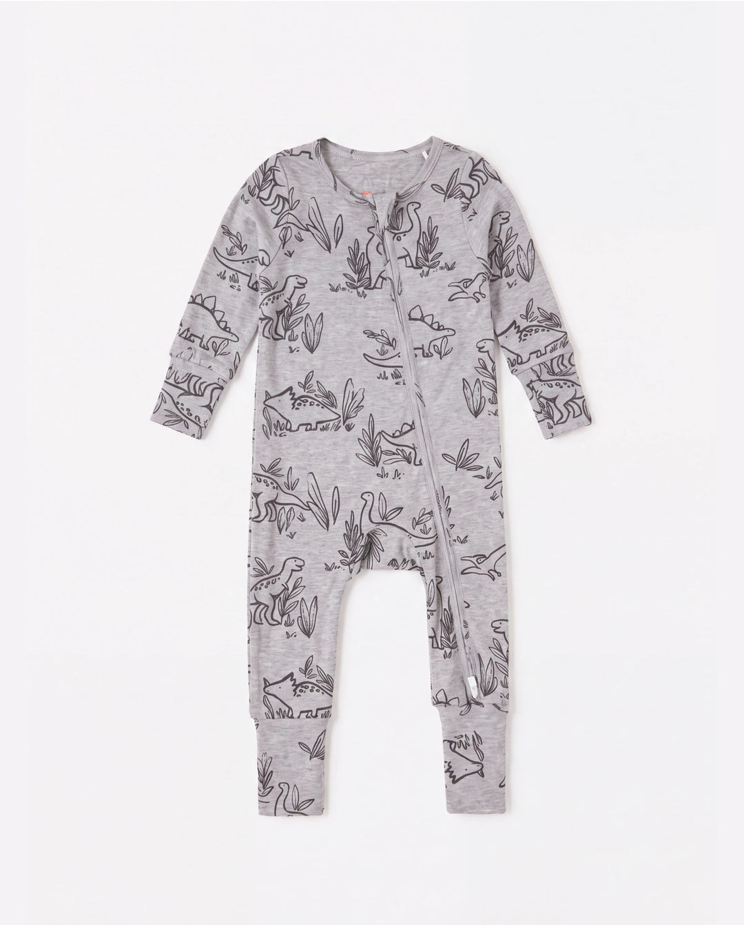 Baby Boy/Girl Plant Print Zip-up Snug-Fitting Wool Pajamas Grey
