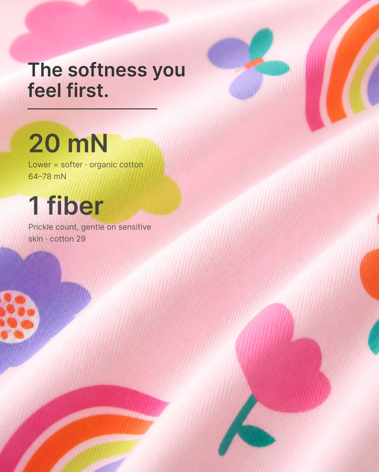 Bamboo Baby Boy / Girl 3-Pack Solid&Rainbow Printed 2-Way Zipper Anti Slip Long-sleeve Footie Pink