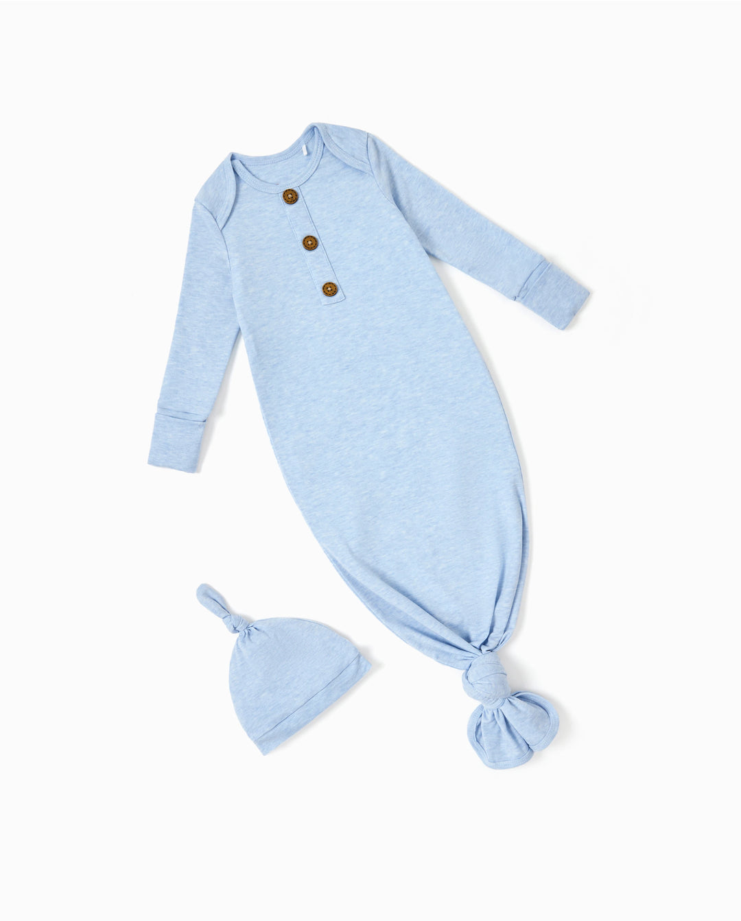 Baby Boy/Girl Solid Color Baby Sleeping Bag Infant Gown with Hat Light Blue