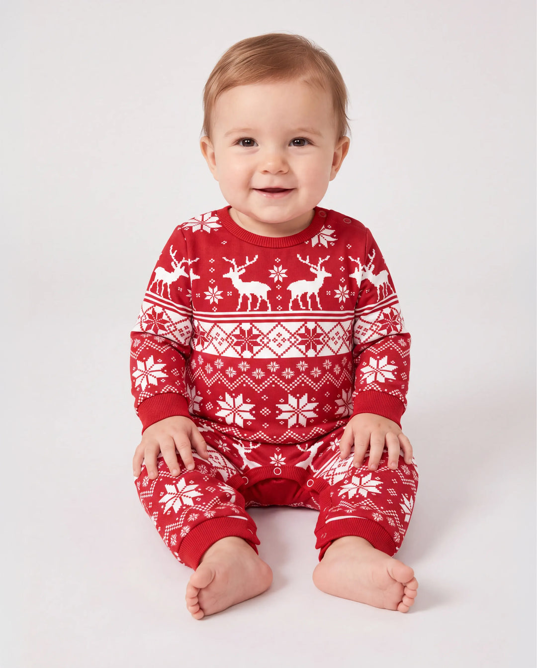 Camisetas de manga larga con estampado navideño familiar a juego con temática de festival, color rojo