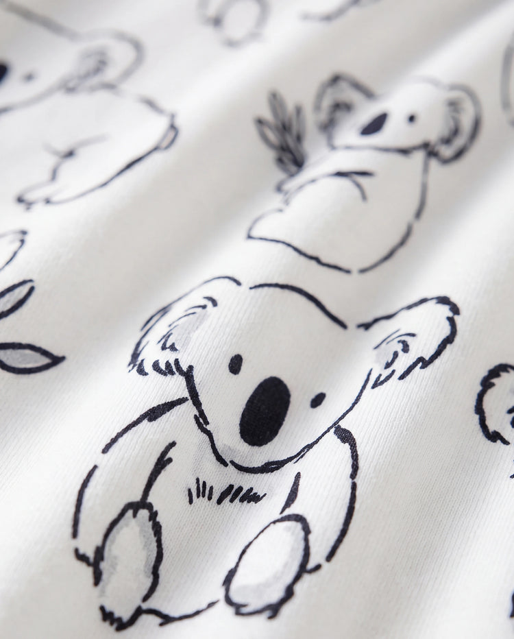 Combinaison bébé garçon à manches longues et boutons motif panda blanc