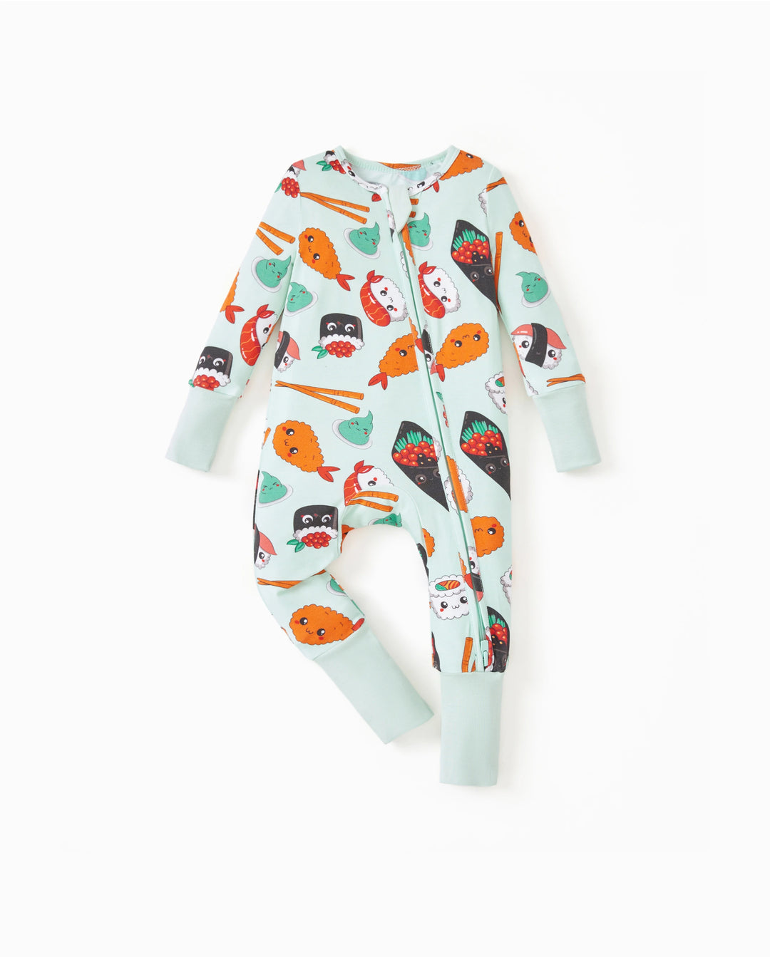 Kinder Baby / Mädchen Bambus Pyjama mit kindlichem Aufdruck (eng anliegend) hellgrün