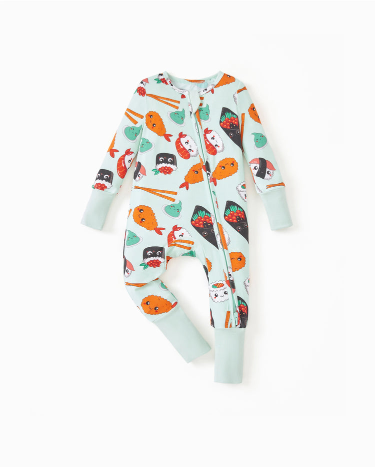 Kinder Baby / Mädchen Bambus Pyjama mit kindlichem Aufdruck (eng anliegend) hellgrün