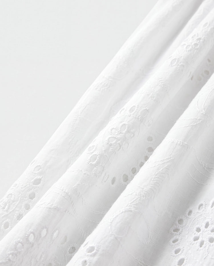 Vestidos de algodón a juego para mamá y yo Vestidos fruncidos con ojales y tirantes con volantes, perfectos para salidas y fotos familiares en verano Blanco