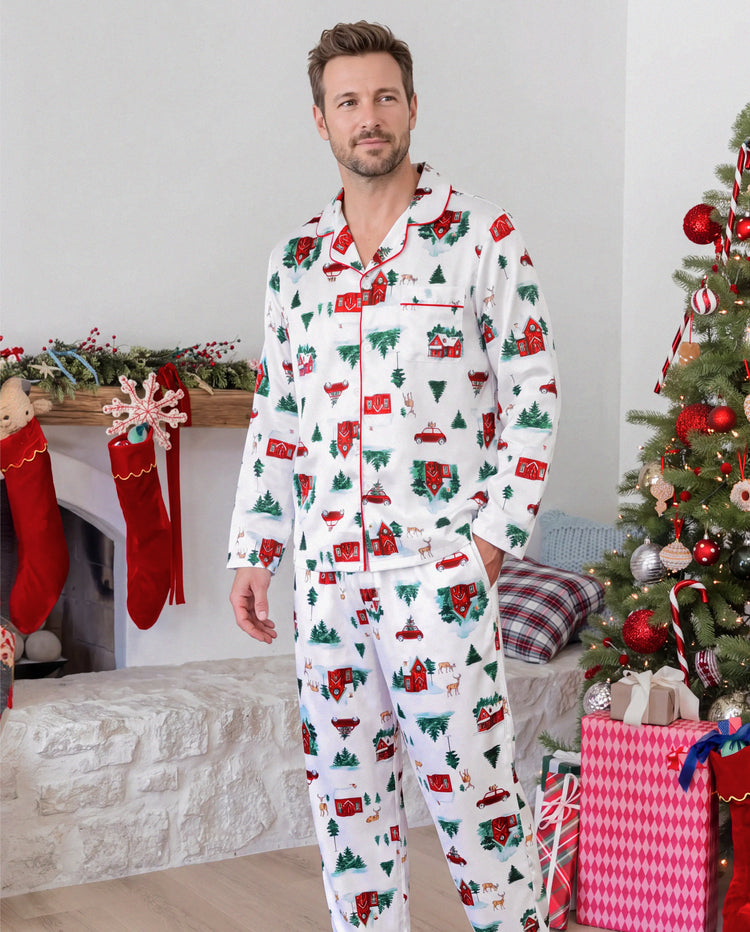 PatPat Matching Family Christmas Pajamas Christmas Village Print Satin Multicolor