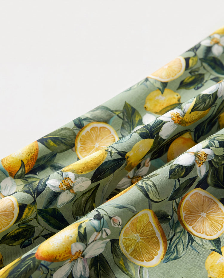 Ensembles papa et fille Chemises hawaïennes imprimé citron & robes d'été – Vêtements tropicaux de vacances pour hommes, femmes & enfants Vert