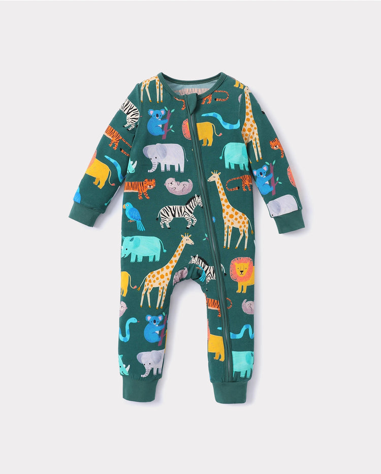 Little Explorers Bamboo Zip-Up Baby Pajamas