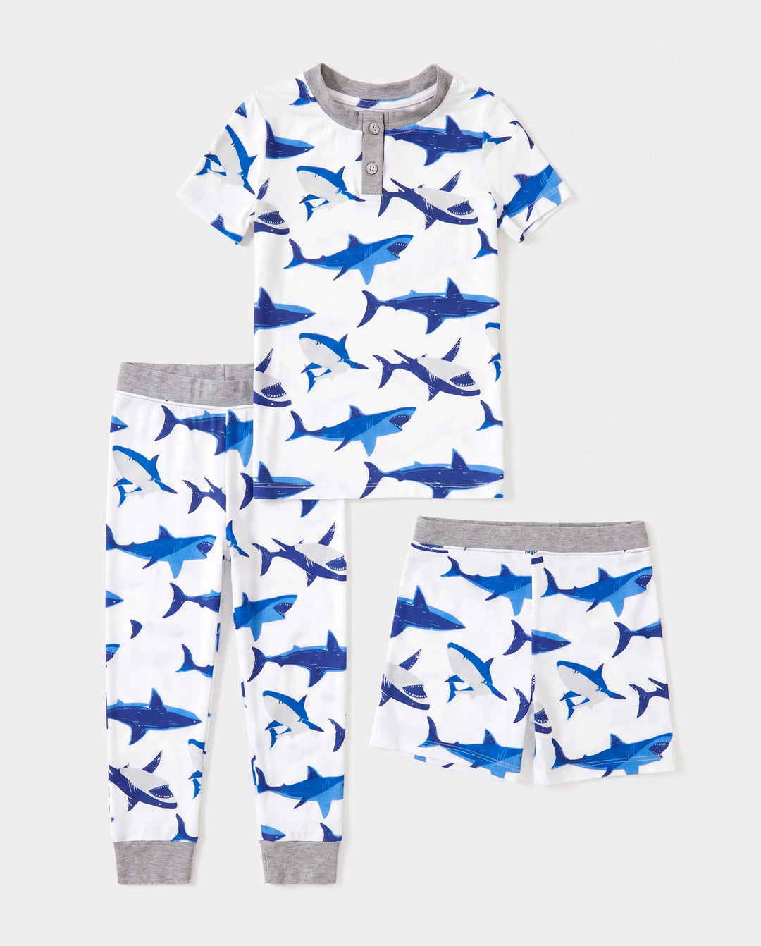 Toddler / Kids Christmas / Halloween PJS for Boys 3-Piece Bamboo Pajama Set 2-in-1 Look for 4 Seasons (Snug-Fitting) Bluish Grey