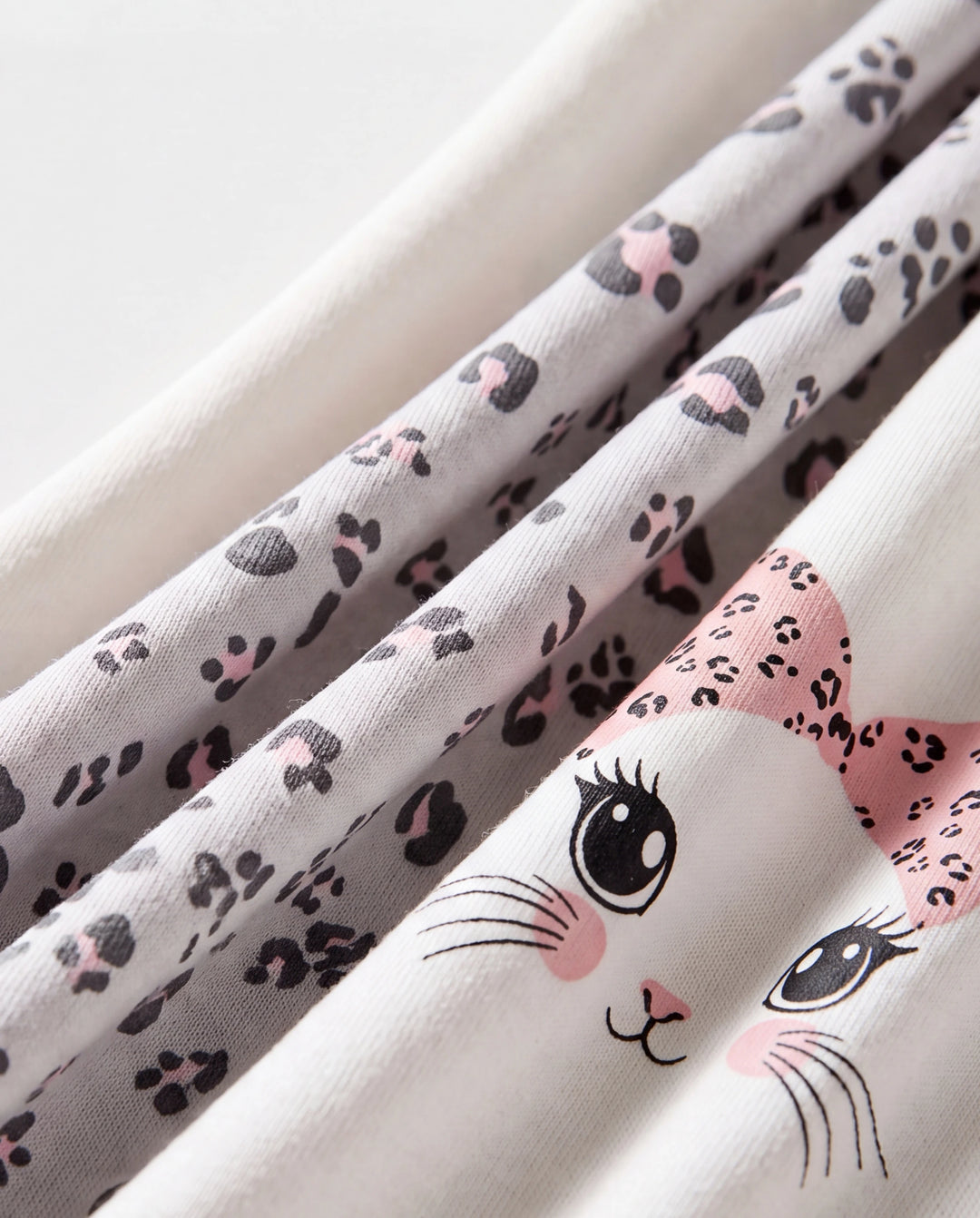 Toddler / Kids 4-piece Organic Cotton Pajamas 4-in 1 Snug fit PaJama Set for Girls White