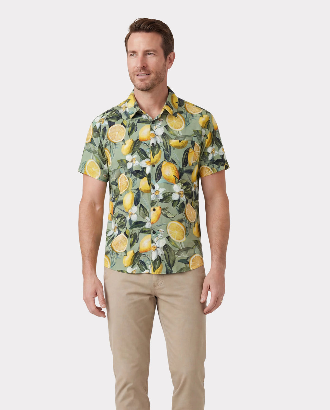 Matching Family Outfits Lemon Print Hawaiian Shirts & Summer Dresses Tropical Vacation Clothes for Men, Women & Kids Green