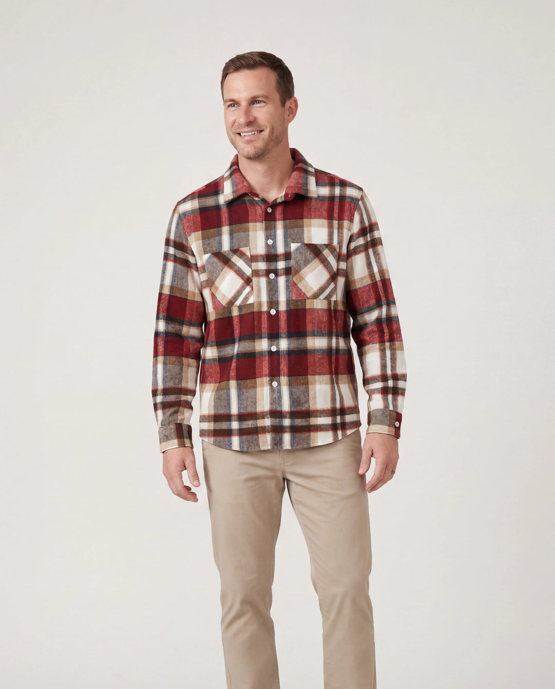 Passende, solide, gerippte, gespleißte, karierte Kleider mit Gürtel und langärmlige Button-up-Hemden-Sets für die Familie kastanienbraun
