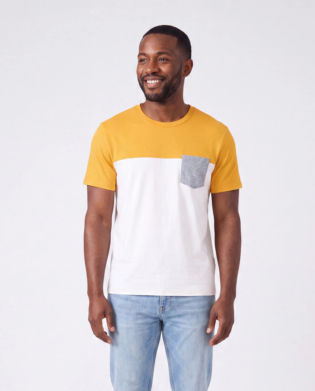 Family Matching Leaf Print  Flutter Dress or Short-sleeve Colorblock Shirts Yellow