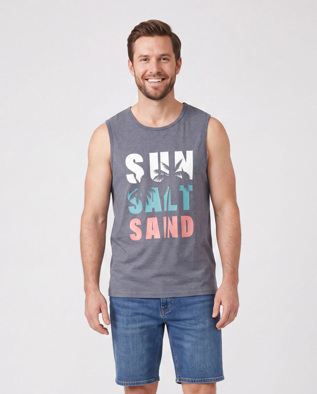 Family Matching Letter Print ärmelloses Tanktop oder Tankkleid Set grau