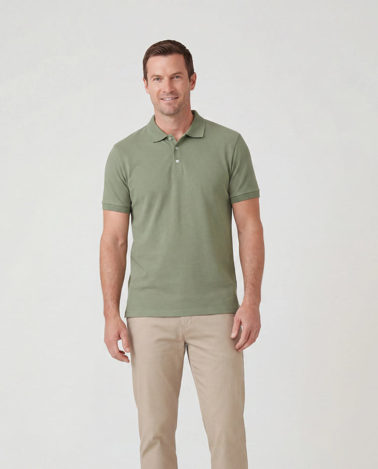 Family Matching Polo Collar Short-sleeve Shirt or V-neck Strappy Mesh Dress  Green