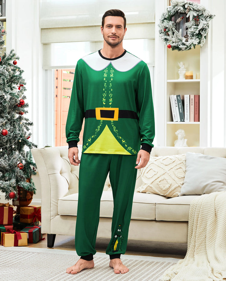 ELF Pyjamas für die Familie passend - Weihnachten PJ Sets (schwer entflammbar) grün