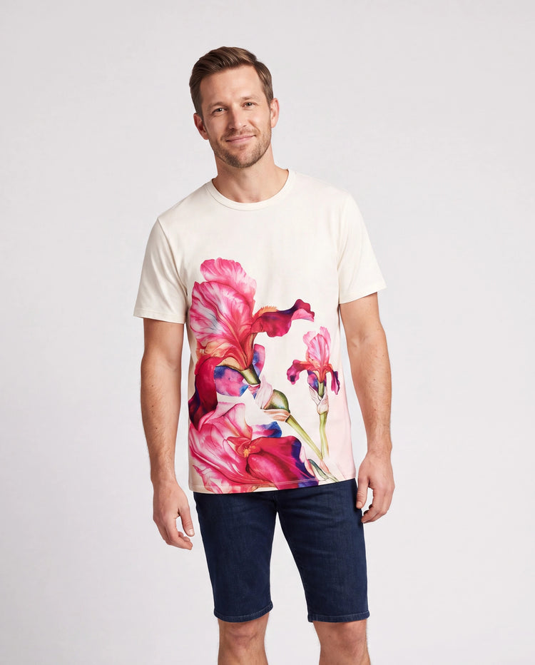 Conjunto Casual a Juego para la Familia Camiseta con Estampado Floral o Vestido Halter para Vacaciones de Verano Albaricoque