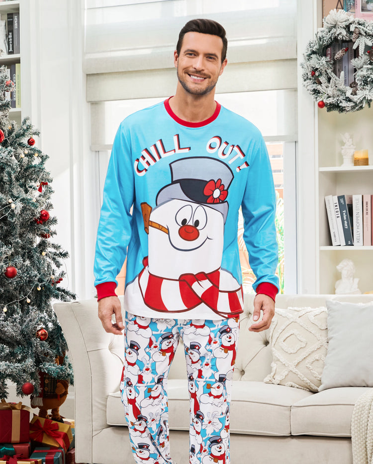 Frosty der Schneemann Weihnachtsmann Muster Schlafanzug-Sets mit Weihnachtssocken